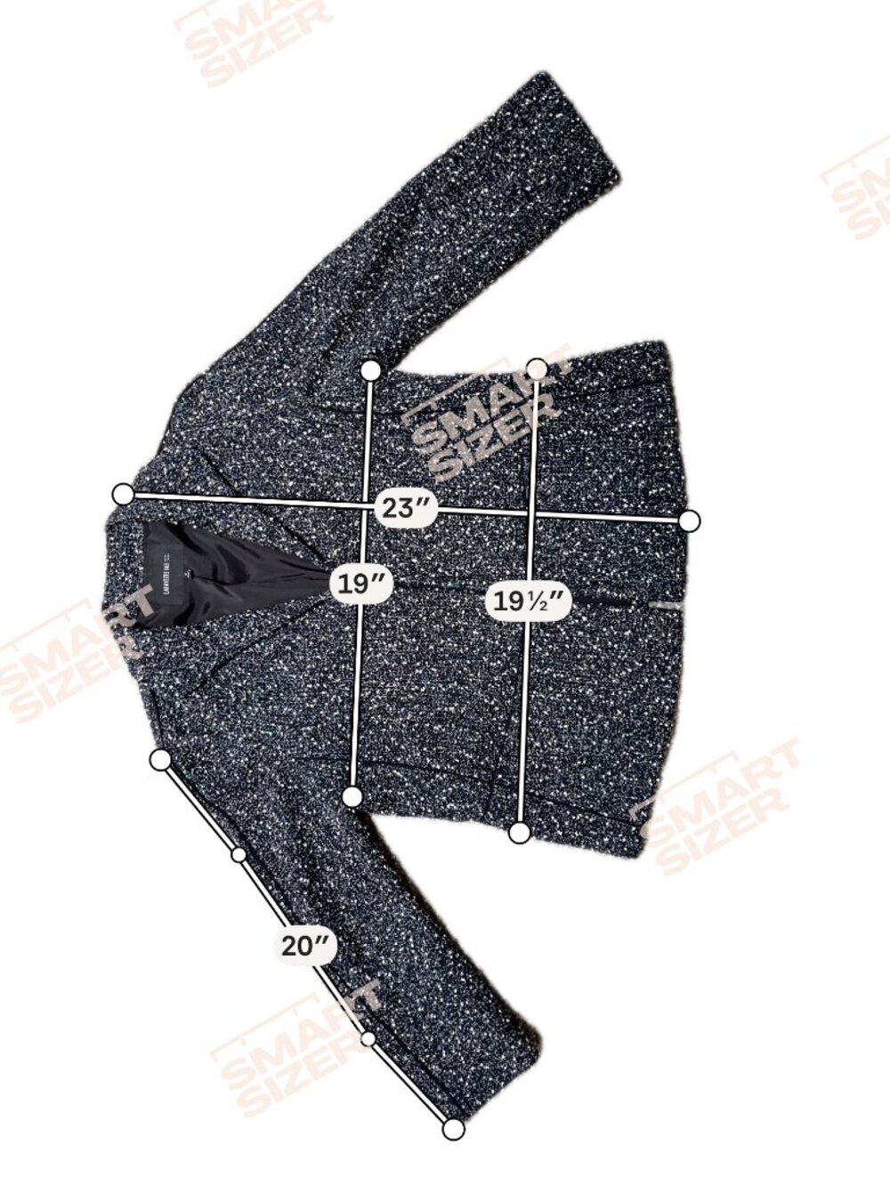 Lafayette 148 New York 3/4 Sleeve Jacket in Black, Blue Boucle, Size 6 - Picture 10 of 14